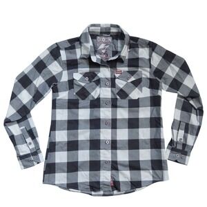 Dixxon Flannel Company Pinnacle Black White Buffalo Check Flannel Shirt Large